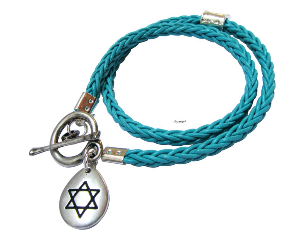 Silver Magen David Braid Wrap Bracelet