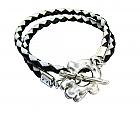 Silver Hamsa Braid leather wrap bracelet